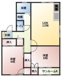 セジュール黒部Bの物件間取画像